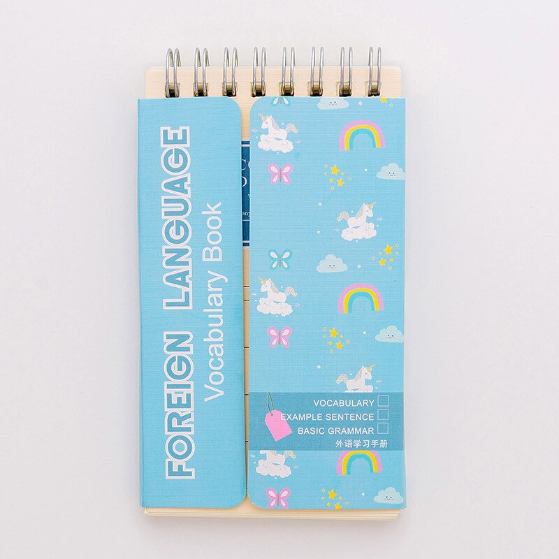 Fille coeur dessin animé licorne vocabulaire livre anglais apprentissage manuel Portable ombre ordinateur Portable: Bleu ciel