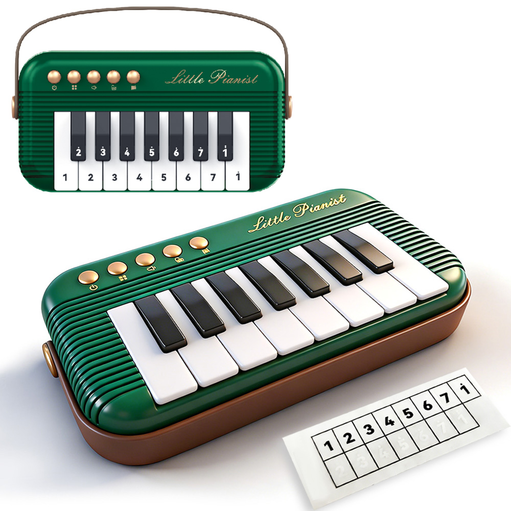 5 färger mini piano keyboard leksaker för barn, retro fickpiano, musikleksaker nybörjare, elektroniskt musikinstrument: Grön
