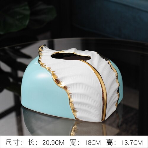 Ceramic Tissue Box Decoration Leaf Tissue Storage Box Home Desktop Decoration Paper Towel Tube Paper Towel Holder Tissue Boxes: light blue