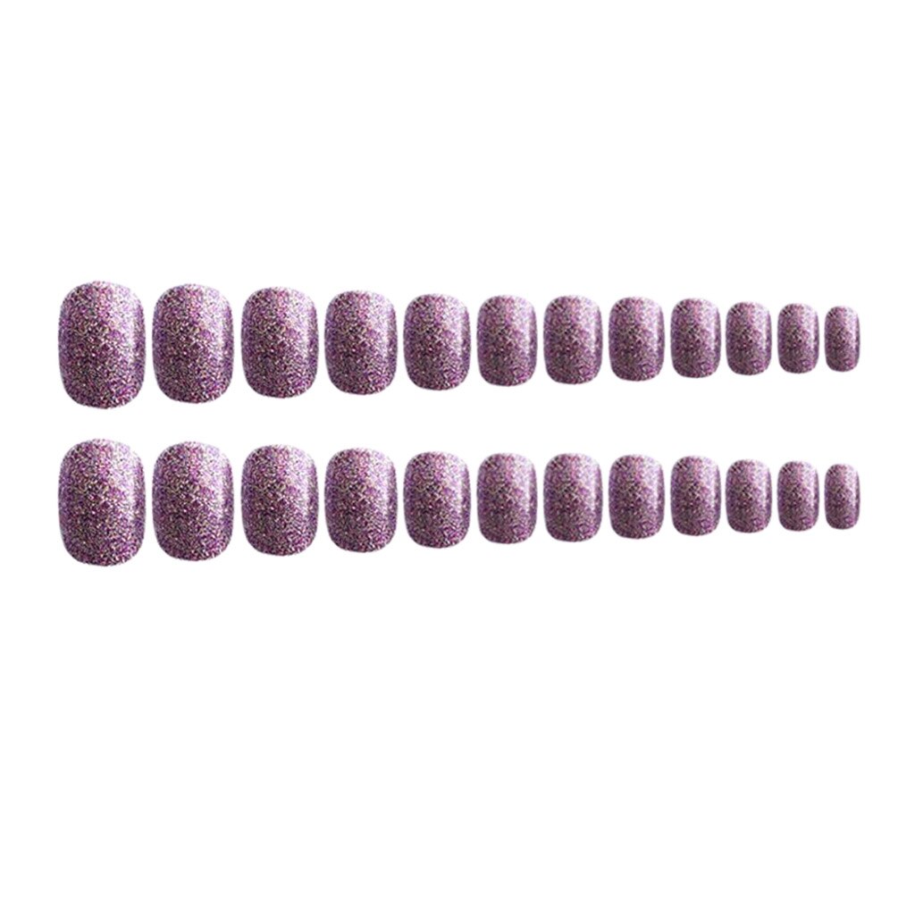Uñas postizas de plástico ovaladas para decoración de uñas, 24 Uds.