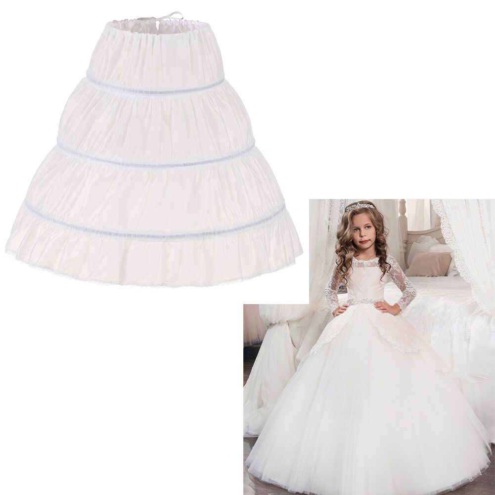 Jupon blanc en dentelle Crinoline pour enfants, ligne a, 3 cerceaux, une couche, robe pour filles, sous-jupe, taille élastique,