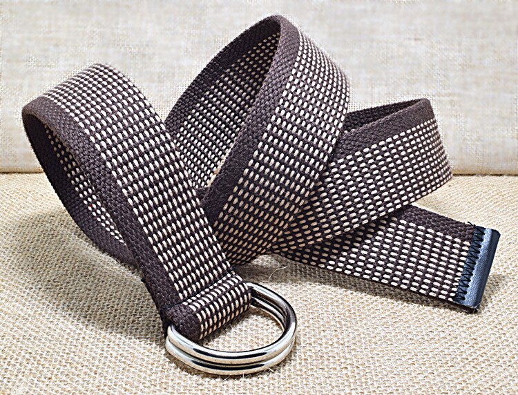 Buitensport casual canvas riem dubbele ringen gesp casual unisex casual canvas tailleband luxe merk