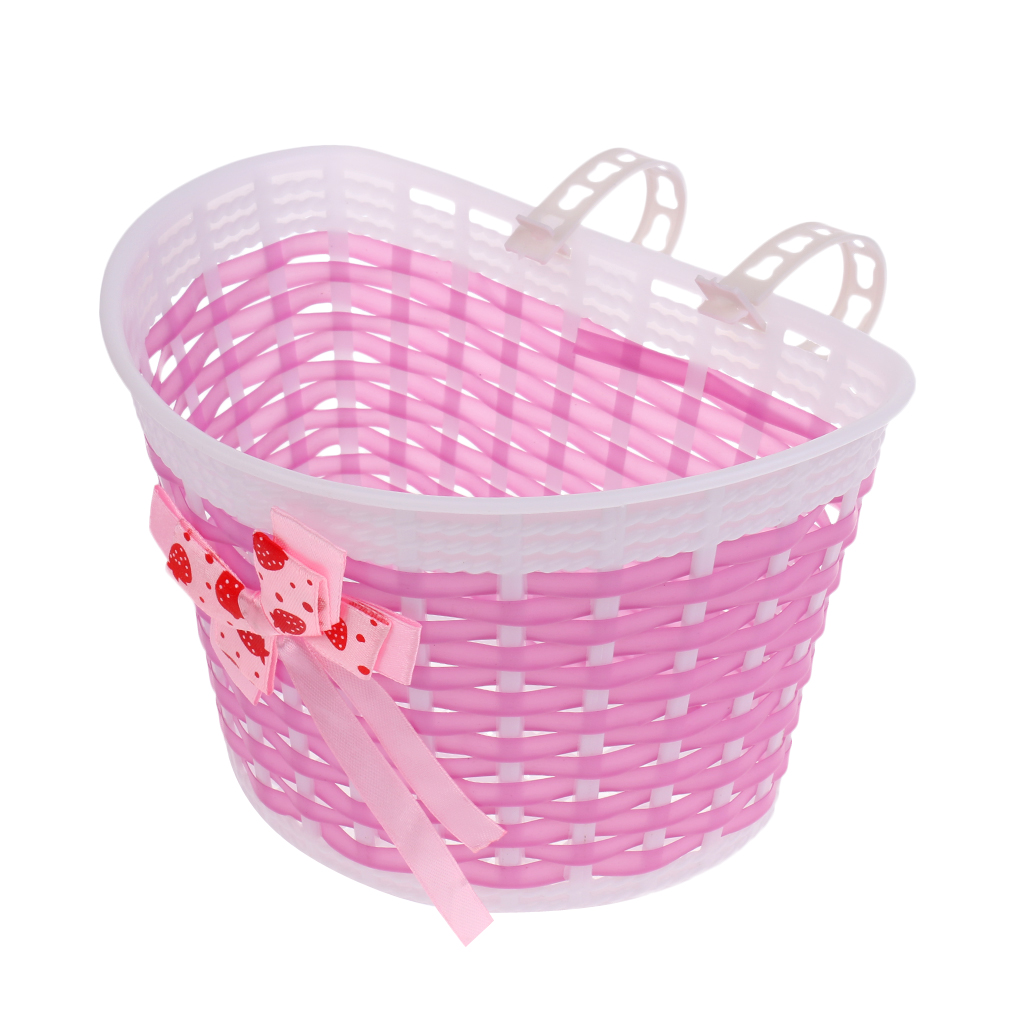Panier de vélo avant pour enfants, sac de guidon, avec boucle à nœud papillon, facile à monter, détachable: Pink