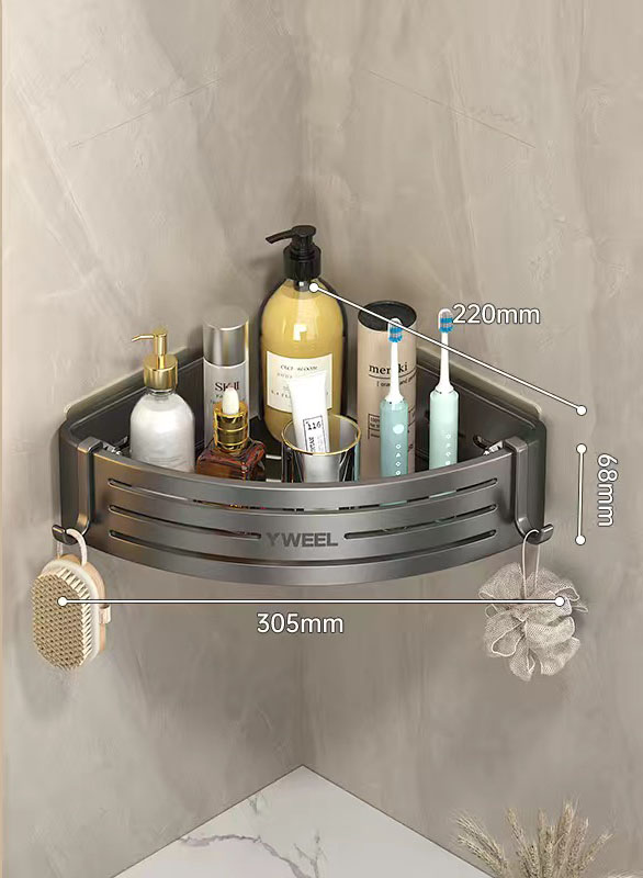 Étagère murale avec crochets, support de rangement pour shampooing et maquillage, accessoires de cuisine, étagère T1: WHITE