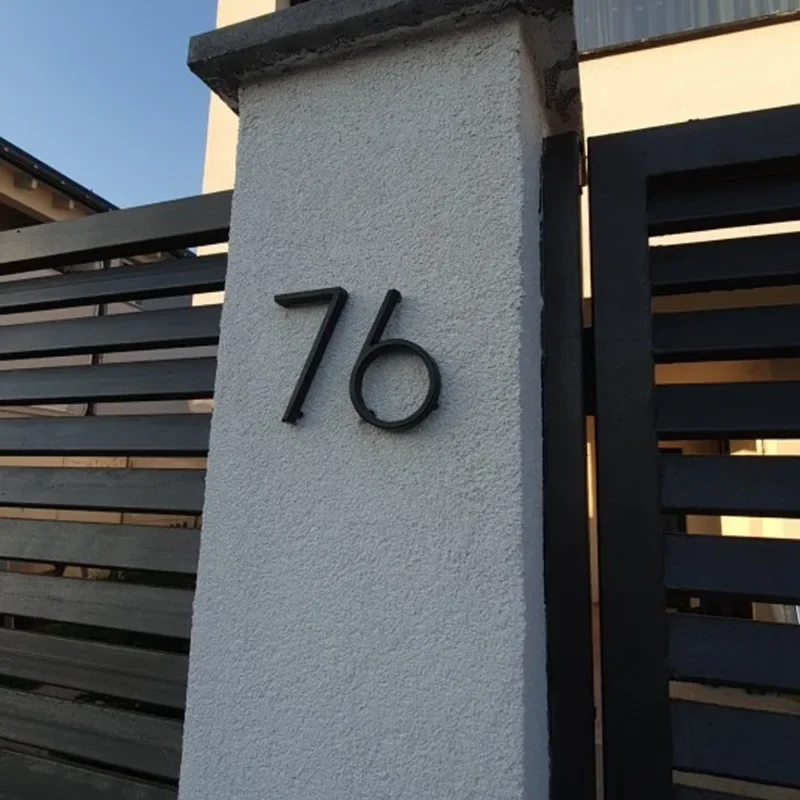 5 tommers flytende husnummer bokstaver store moderne døralfabet hjem utendørs svarte tall adresseplakett dashbord skilt  #0-9 a b