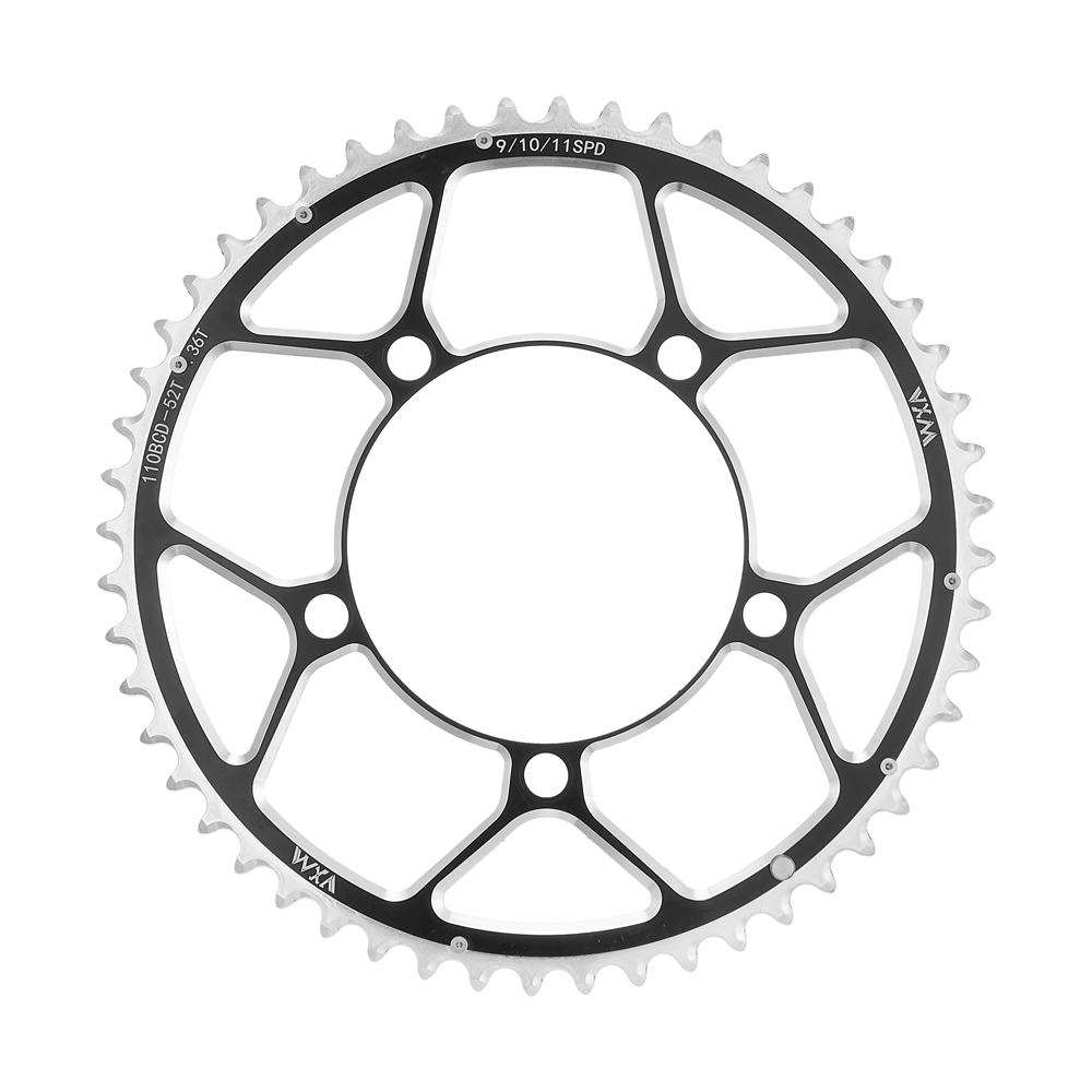 VXM-plato doble para bicicleta 110BCD 34T 50T 36T 52T 39T 53T, juego de bielas para bicicleta de carretera, disco de conducción, rueda dentada de aluminio, disco plegable para bicicleta: Morado