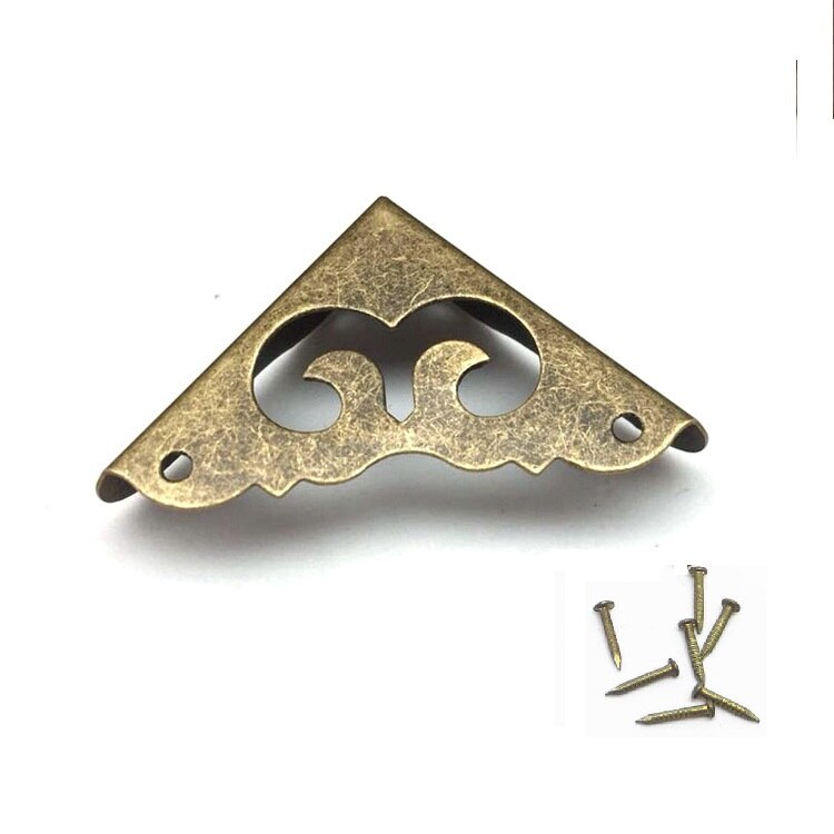 40 stk dekorative trækasse ramme antikviteter møbler metal hjørner antikke bronze beskyttere med negle