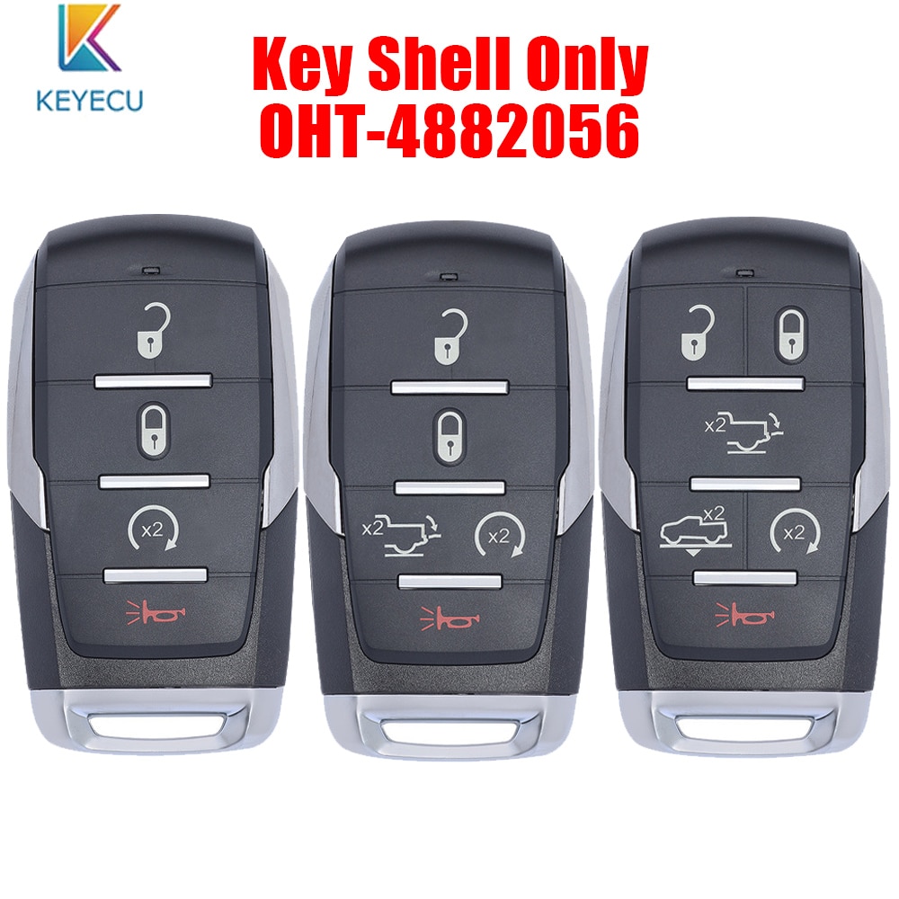 KEYECU Remote Key Shell Case 4 / 5 /6 Buttons for Dodge RAM 1500 Limited LongHorn Truck FCC ID: OHT-4882056