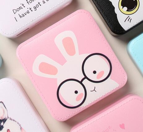 20000mAh Mini Power Bank Mit Micro USB TYP C Kabel Tragbare Ladegerät LED Spiegel Power Bank Externe Batterie Pack power: 10000mAh Pink