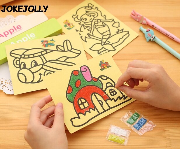 3 unids/lote de juguetes de dibujo para niños, cuadros de pintura con arena, manualidades DIY para niños, juguete educativo para niños y niñas GYH