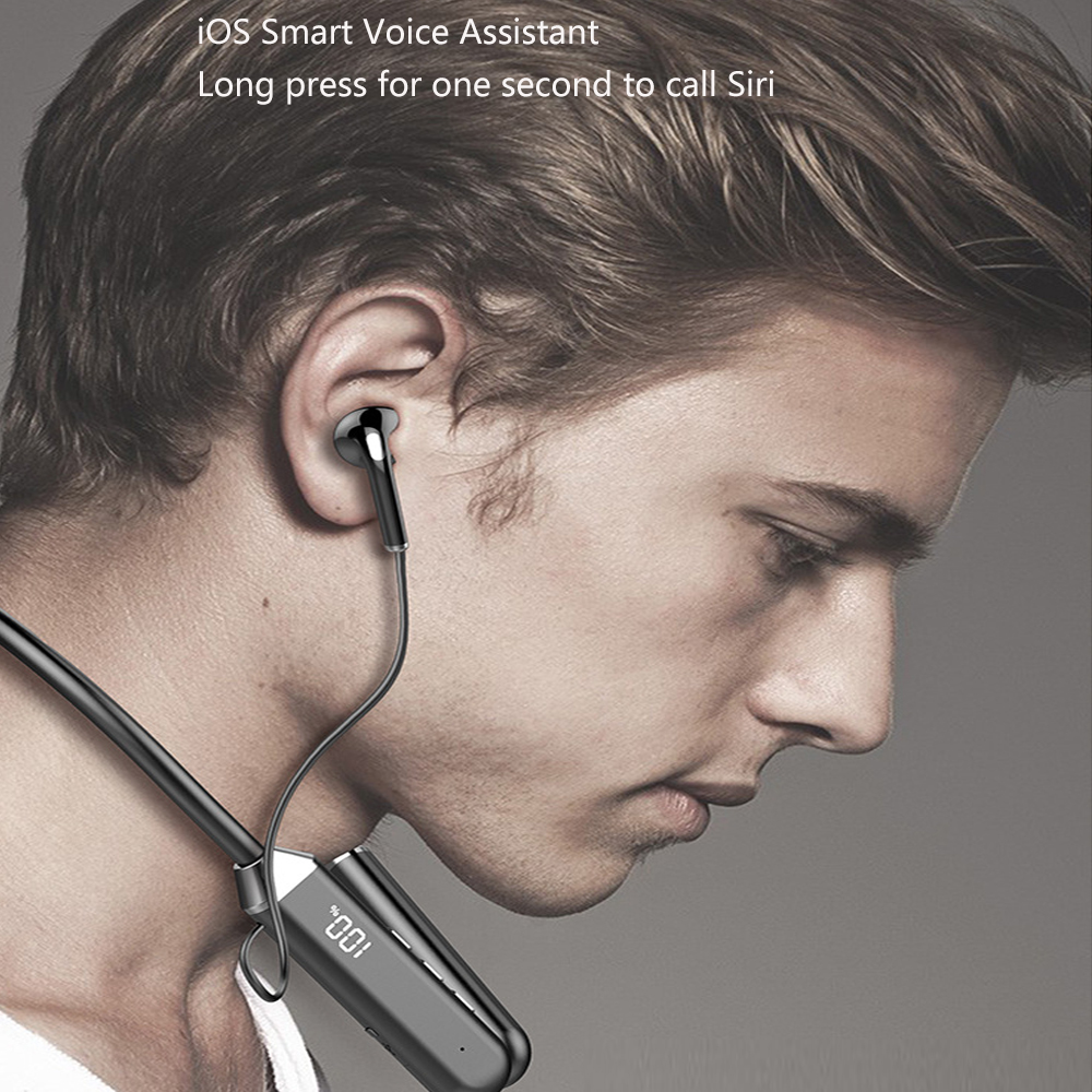 Magnetische NackenbüGel-Kopfhörer, kabellose Bluetooth 5.2-Kopfhörer, LED-Anzeige, Headset, Sport-Ohrhörer mit Geräuschunterdrückung und Mikrofon