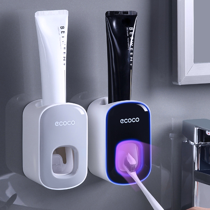 Dispensador automático de pasta de dientes, soporte para cepillo de dientes a prueba de polvo, soporte de montaje en pared, juego de accesorios de baño, exprimidor de pasta de dientes