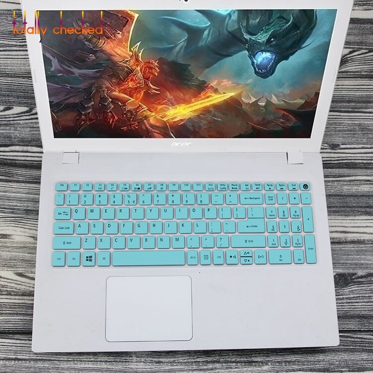 For acer aspire 5 a515-51 a515-51g a517 a517-51 a517-51g 15.6 -tommers silikontastaturdekselbeskytter: Hvitblå