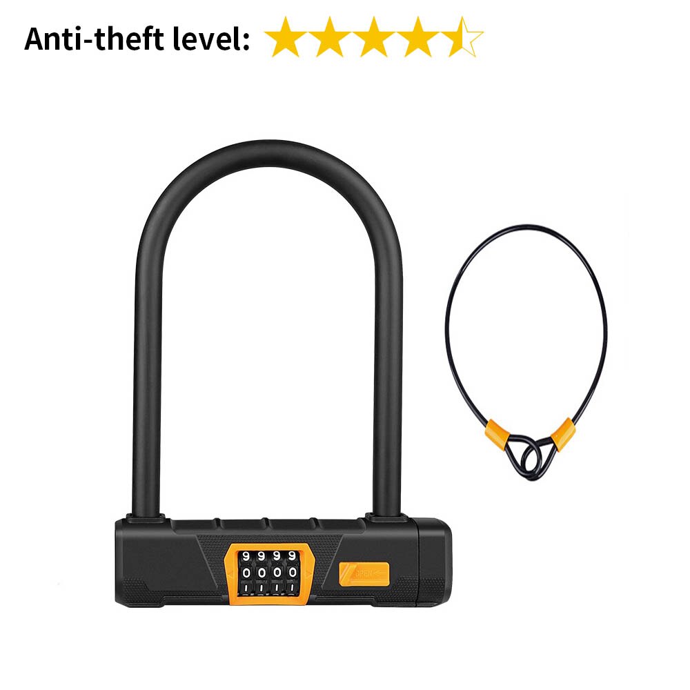Candado en U de Fuerte seguridad con Cable de acero para bicicleta, combinación antirrobo, accesorios para bicicleta de montaña, carretera, motocicleta, cadena: STYLE 3