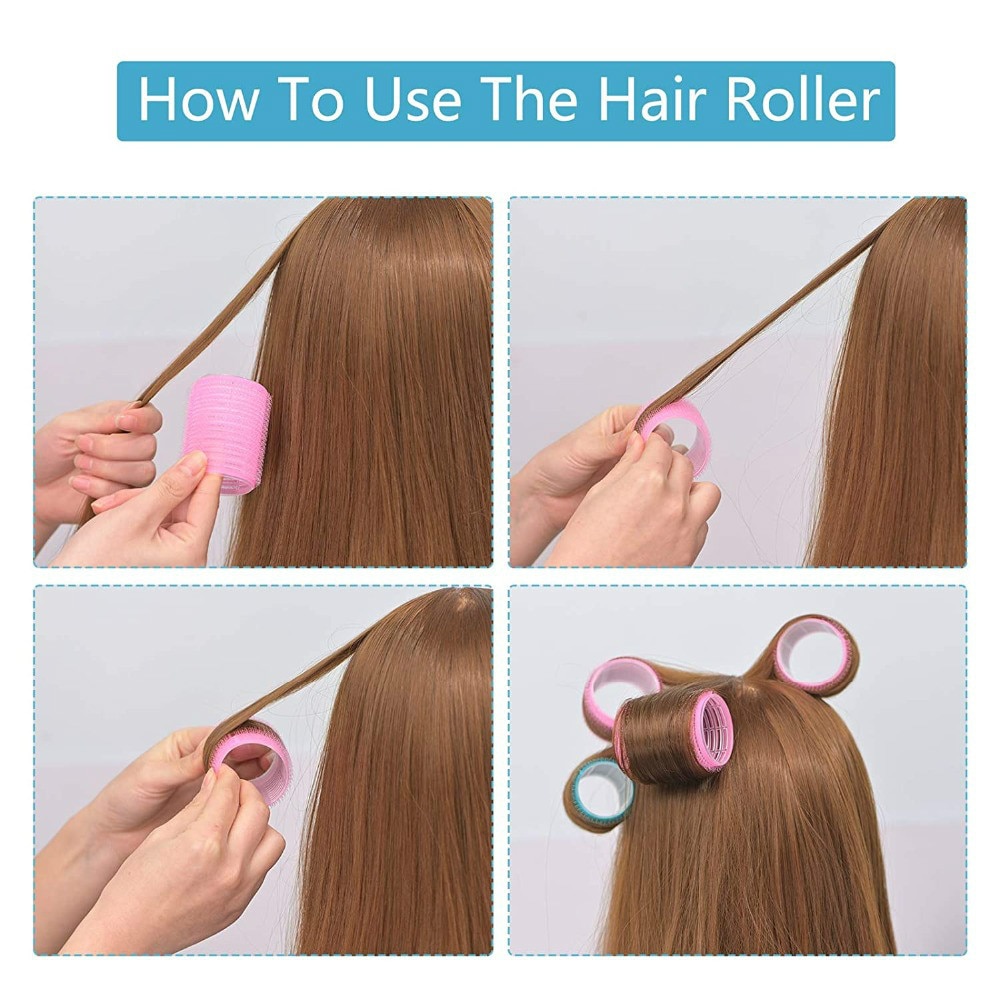 Jumbo taille cheveux rouleaux ensembles 12 Pack auto Grip Salon de coiffure bigoudis bigoudis bricolage bouclés coiffure rouleaux espiral