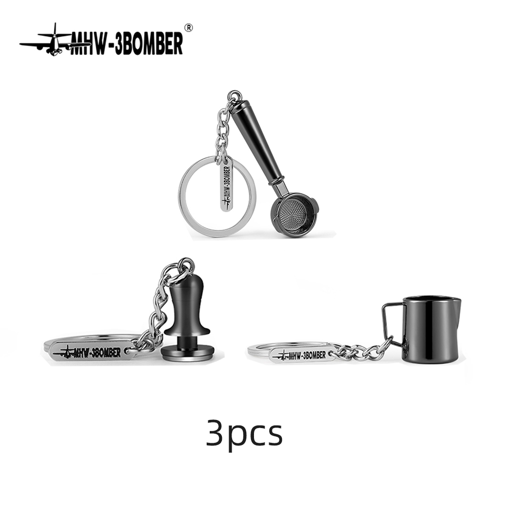 MHW-3bombardiere Portachiavi serie caffè mini souvenir Accessori caffè Portachiavi chic Regalo di compleanno creativo per gli amanti del caffè: Kaki scuro
