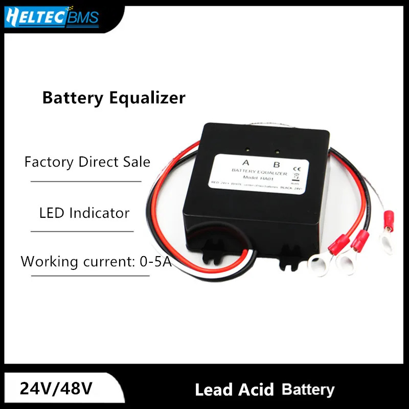 ECUALIZADOR DE BATERÍA para dos piezas, regulador de cargador de batería de plomo ácido AGM, 12V, 24V: Plata