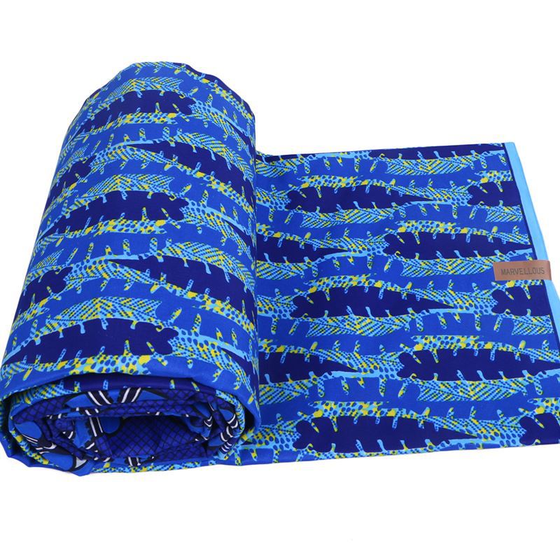 Blue Pattern Fabric African Veritable Ankara Nigeria Real Wax Printed 6 Yards