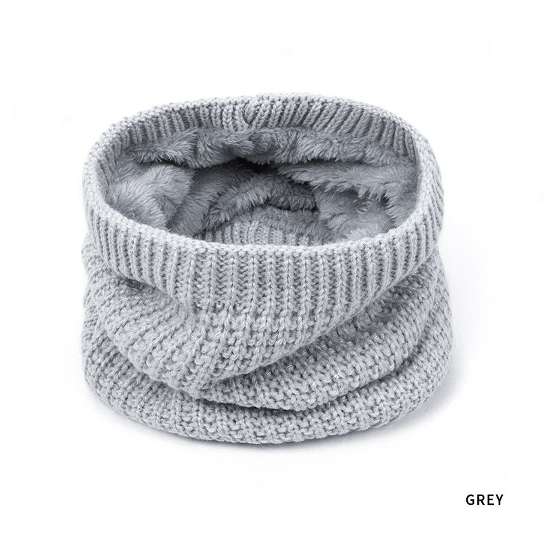 Children Winter Warm Knitted Ring Scarves Baby Kids Thick Super Elastic Knit Mufflers Girls Boys Children Neck Warmers Unisex: Grey