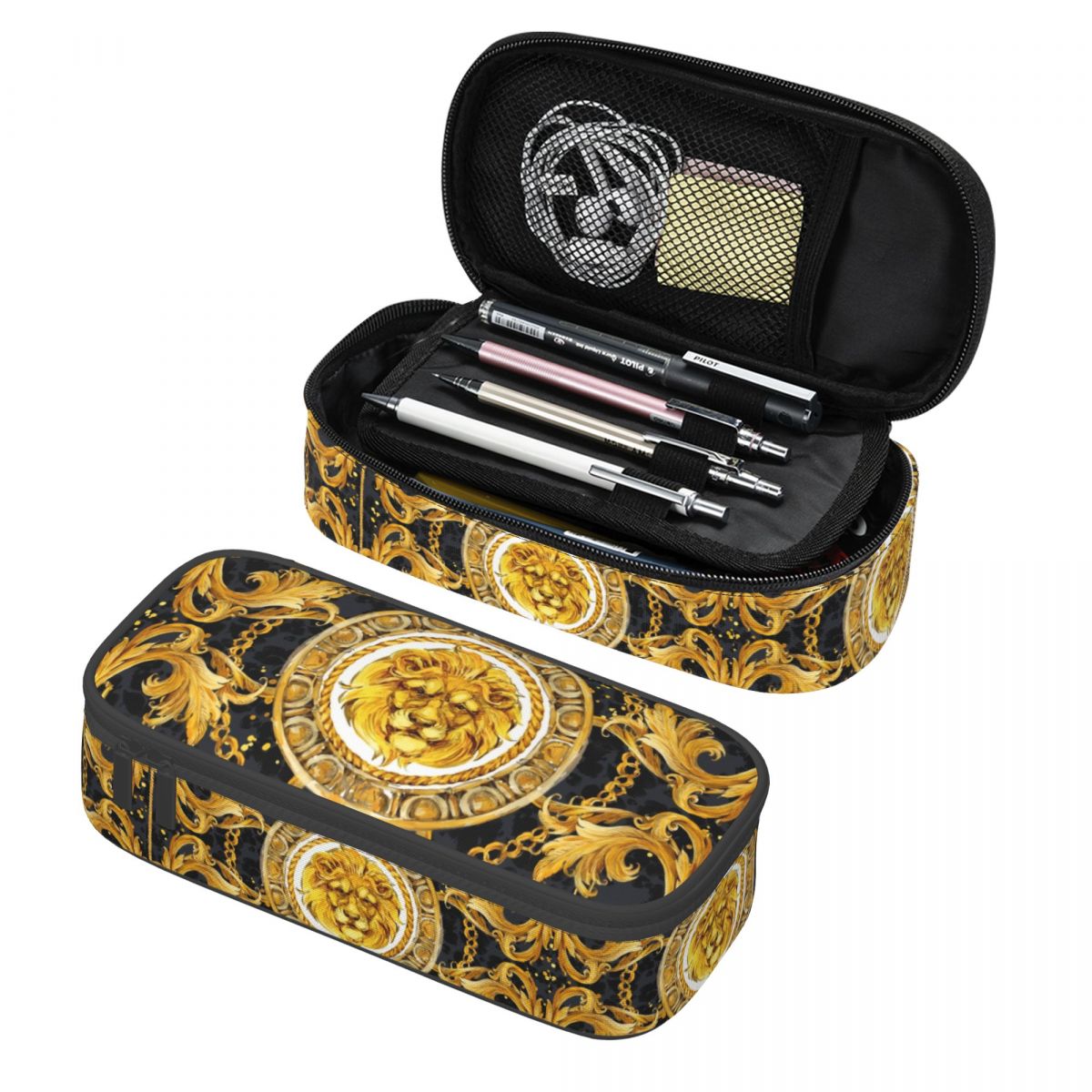 Custom Luxury European Baroque Art Pencil Cases for Girl Boy Large Storage Pen Box Bag Stationery