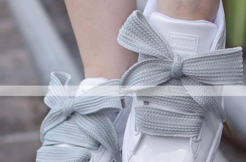Lacets avec nœud papillon, 4 couleurs, largeur 3 cm, longueur 60 cm, pour chaussures de sport et de loisirs: Gray