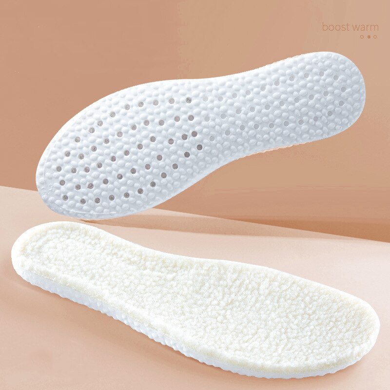 Women High Density Fluff Warm Soft Sport Insoles Female Men High Elasticity Good Shock Absorption Breathable Mesh Shoes Insert: Beige / 41-42