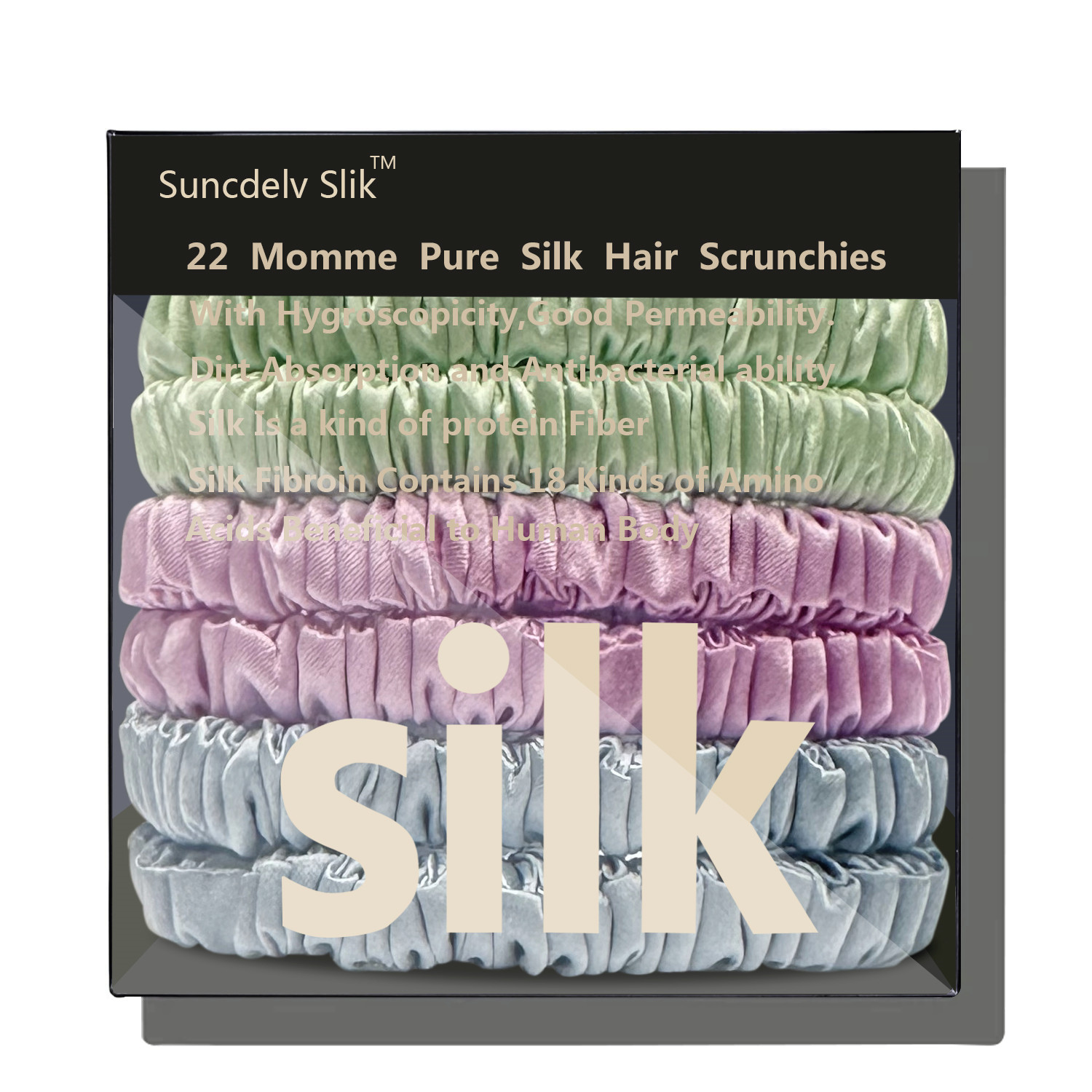 100% pura morera 6A seda pelo Scrunchie diademas hechas a mano mujeres niña accesorios para el cabello Color puro Natural HairTies caja 6 uds