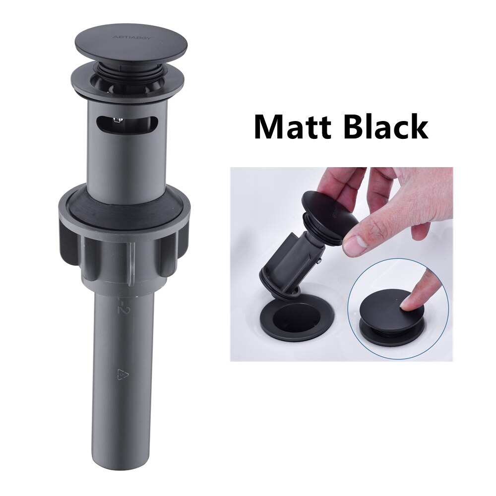Bathroom Faucet Vessel Vanity Sink Pop Up Drain Stopper with Overflow Black Lavatory Basin Sink Pop Up Drain Waste Drainer: Matt Black