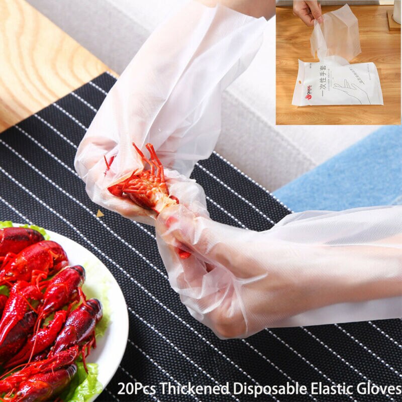 Nova moda plástico cpe limpar luvas descartáveis higiene alimentar limpeza catering beleza 20 pces