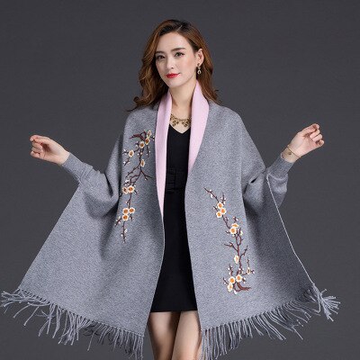 Mingjiebihuo neue kaschmir Poncho schal mit ärmeln frauen in herbst und Winter dicke warme doppel-seitig feste quaste Mantel mädchen: 19