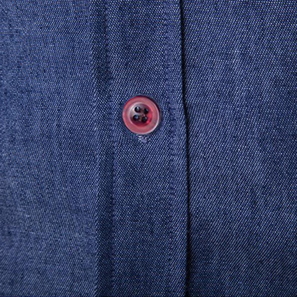 Men Solid Color Long Sleeve Jeans Shirts Breathable Casual Denim Top for Work