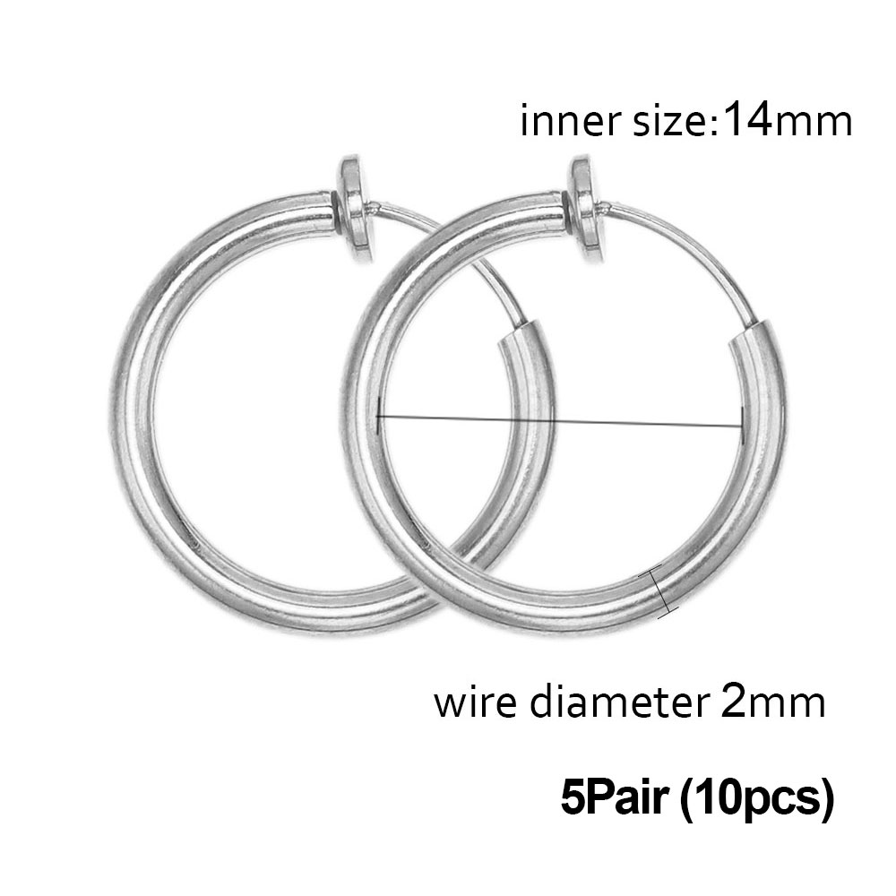 1-5 pares de aros de Clip de acero inoxidable sin agujeros para las orejas sin pendiente de perforación para pendiente de Clip sin perforación fabricación de joyas: Plata antigua plateada