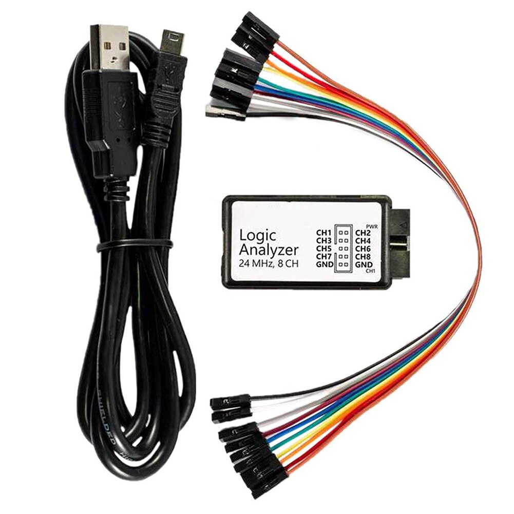 Usb Logic Analyzer 24M 8CH Kanaal Met Buffer Ondersteuning 1.1.16 Compatibel Logic Analyzer Apparaat Set Kabels Netwerk Analyseren Tool
