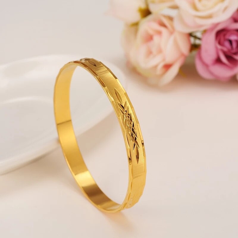 Bracelets en or 24k pour femmes, 4 pièces, Bracelet éthiopien, africain, bijoux arabes, breloque en or: 1PC