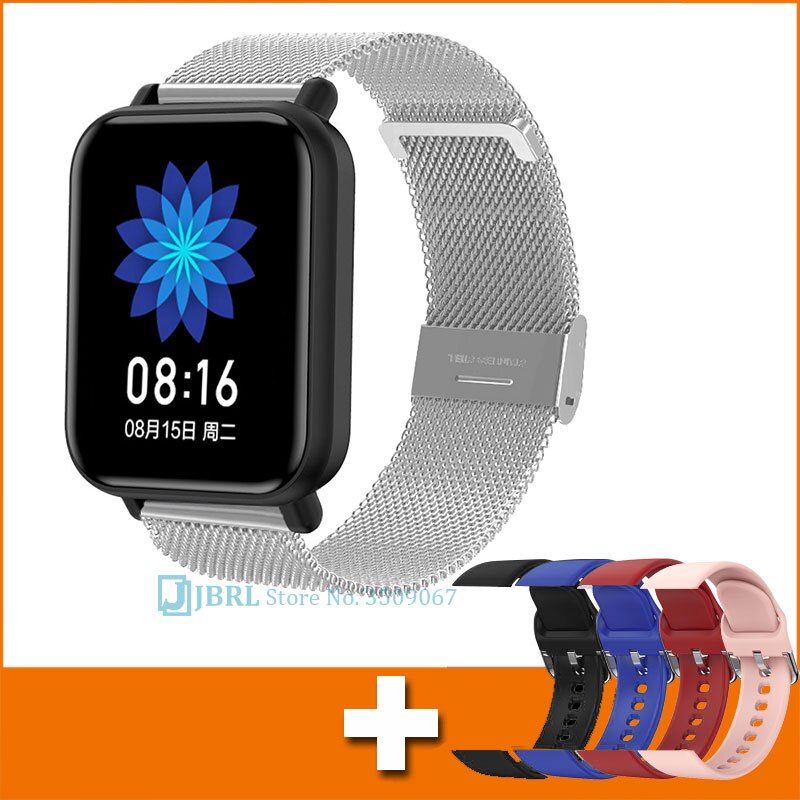 Reloj inteligente completamente táctil para hombres y mujeres, reloj inteligente electrónico para Android IOS, rastreador de Fitness, reloj inteligente deportivo con Bluetooth: silver add strap 10