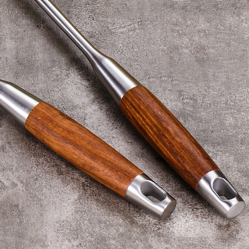 Juego de utensilios de cocina de acero inoxidable 304 con mango de palisandro, cucharón, espátulas, pinzas, utensilios de cocina antiadherentes, 1 Uds.