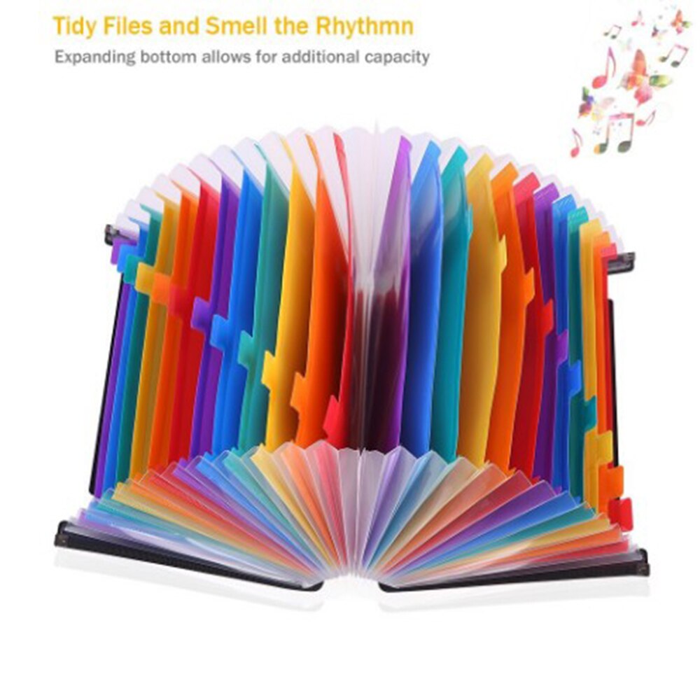Expanding File Folder 24 Pockets, black Accordion A4 folder Document Organizer