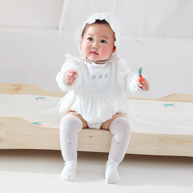 Calcetines de malla con lazo grande para bebé y niña, calcetín largo hasta la rodilla, de algodón, para recién nacidos de 0 a 24 meses, para verano,