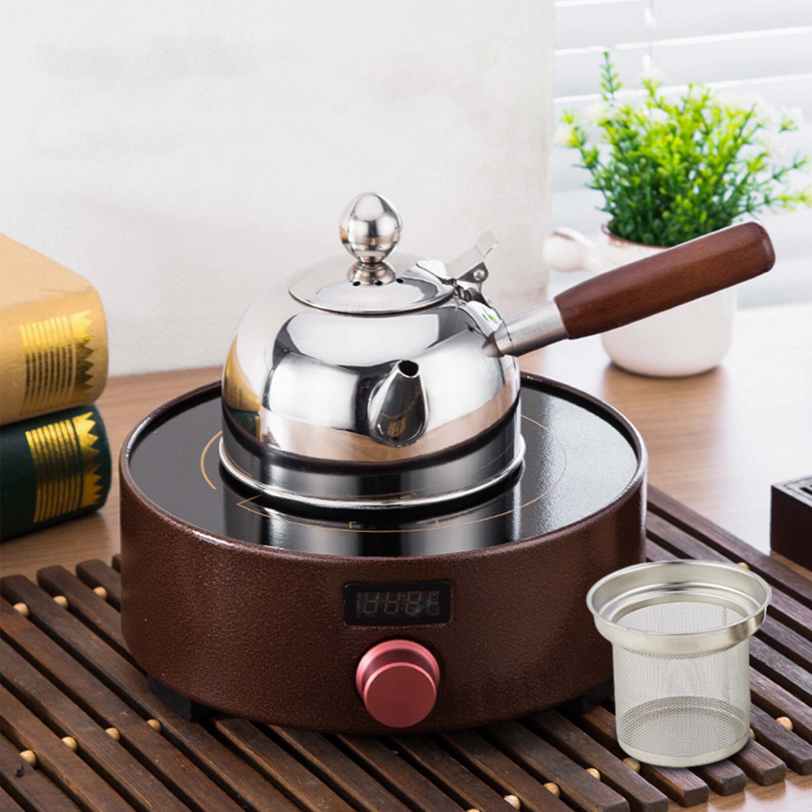 Tea Kettle Stainless Steel Wooden Handle Tea Pot Boiling Water Bottle Coffee Kitchen Stovetop Induction Drinkware For Gas Stove