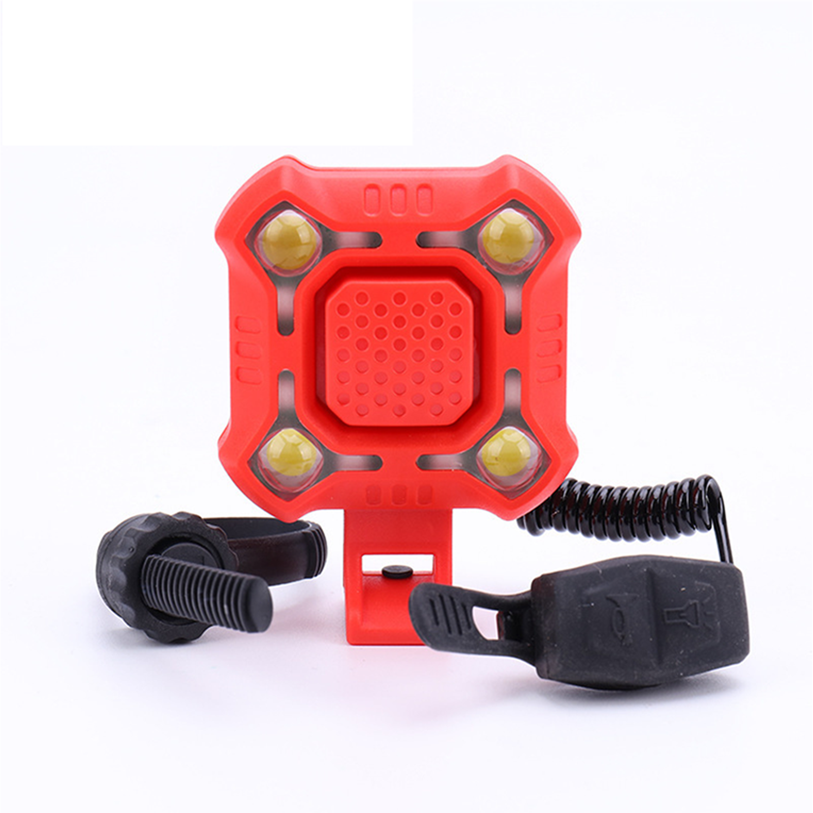 Mountainbike-Lampe, Hupenglocke, drei-in-eins, Ultra-laute Glocke, Fernscheinwerfer, wiederaufladbares USB-Rücklicht-Zubehör: Weiß