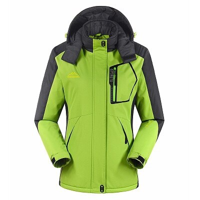 outdoor Women's Thicken Plus cashmere Ski Jacket Snowboarding keep Warm Waterproof Windproof Breathable camping hiking Jackets: green / XL