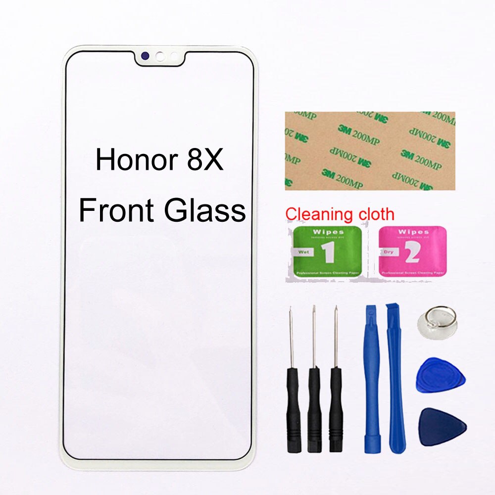 per Huawei Honor 8C 8X (Senza LCD tocco schermo) del Pannello Frontale di Vetro Esterno Della Copertura Parti di Montaggio: 8X bianca Tools