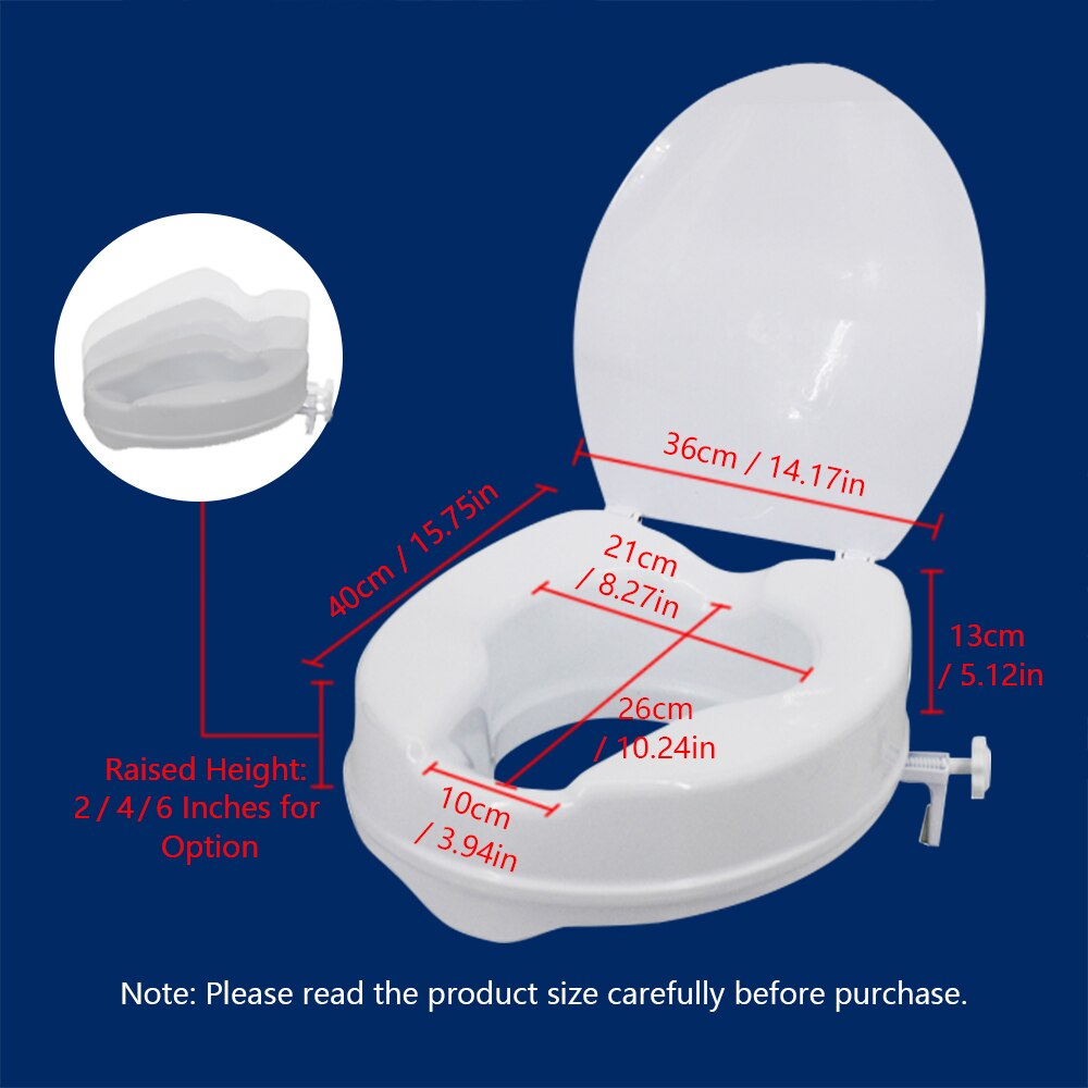 2/4/6In Raised Toilet Seat Heavy Duty Elevated Toilet Seat with Tightening Clamps Raised Toilet Seats for Most Elongated Toilets