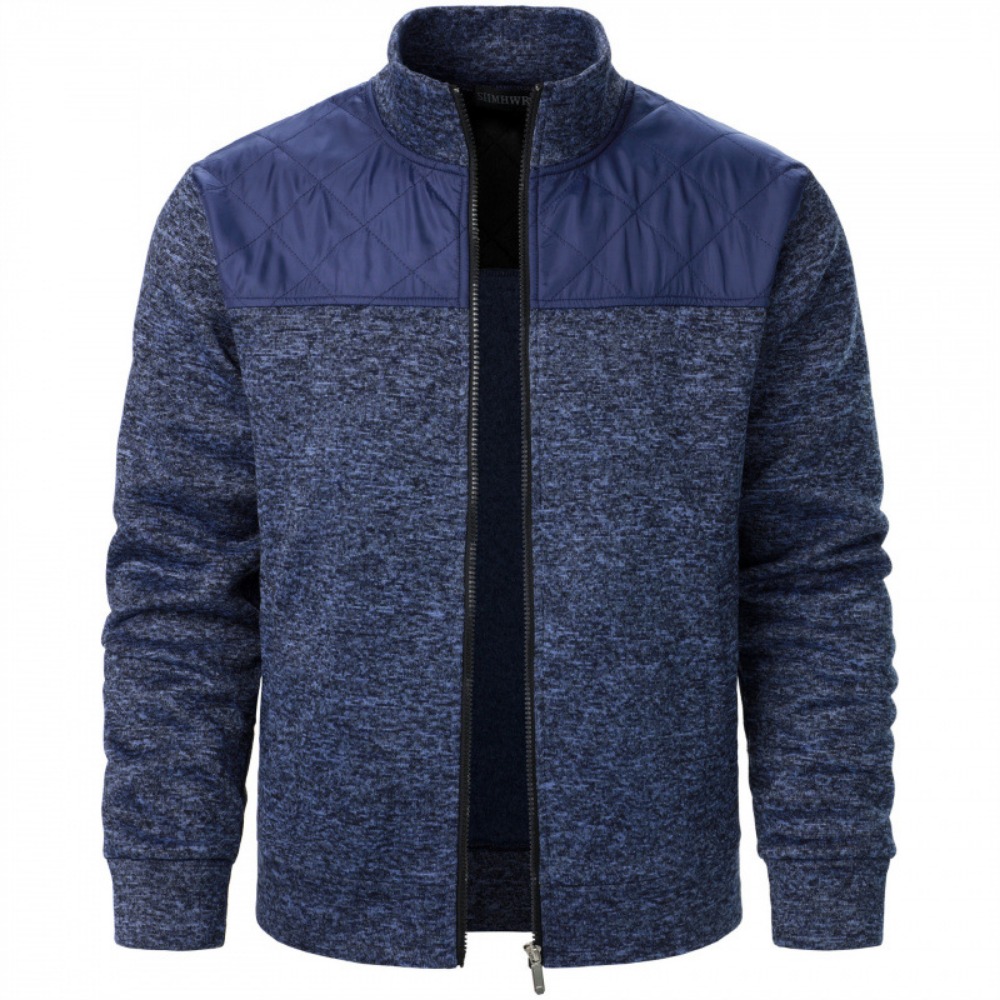 Veste zippée à col montant patchwork pour hommes, cardigan ajusté, sweat-shirt Sportedly Casual, manteau d'automne