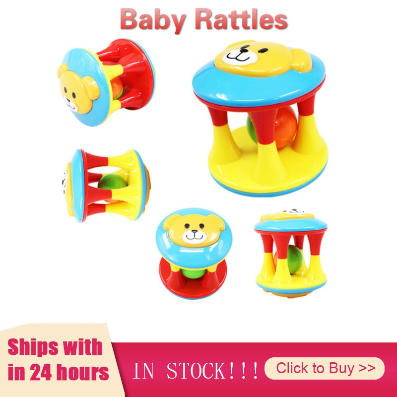 Baby Pädagogisches Spaß Doppel-geleitet Bär Hand Glocken Ball Entwicklung Kind Intelligenz Ausbildung Griff AufkläSprosse Interaktive Spielzeug