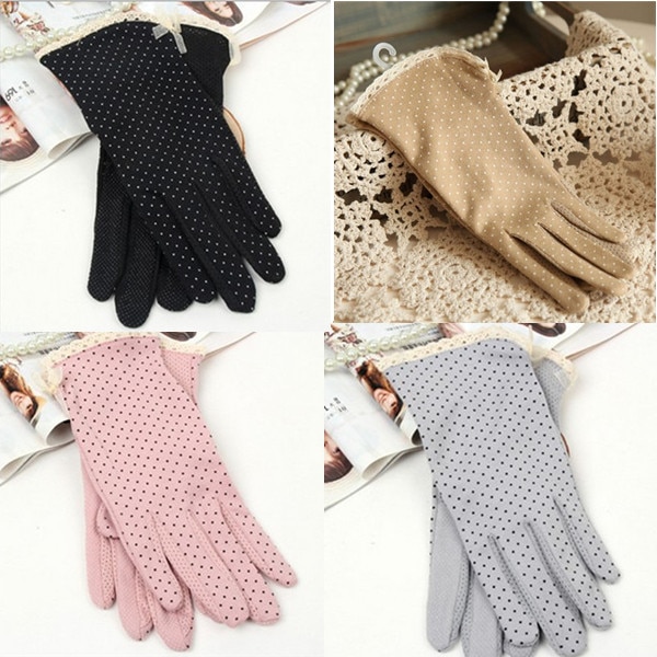 Sonnenschutz handschuhe baumwolle sommer handschuhe für frauen Punkt bogen frauen dünne weibliche Stock handschuhe suncreen Unterhose-beständig