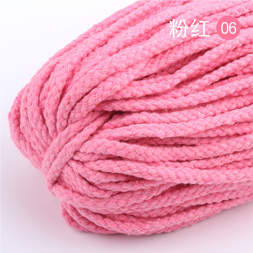10Yards 5Mm Gekleurde Twisted Cord Touw 100% Katoenen Touw Cords Craft Decoratieve Twisted Diy Handgemaakte Tas Trekkoord Accessoires: Pink