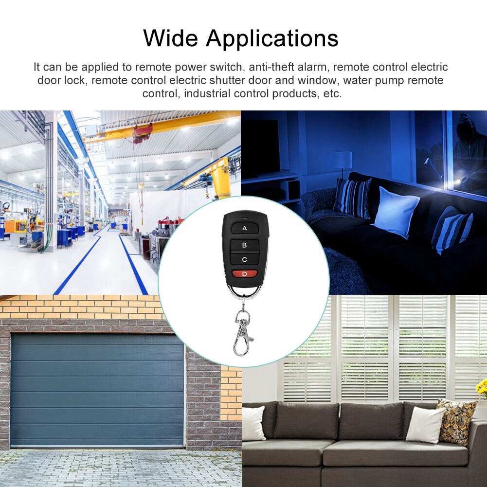 DC12V 4-Channel Learning Code Wireless Controller with 4-Button Remote Control