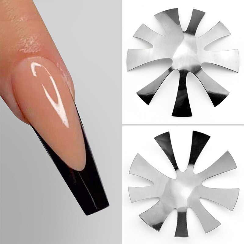9 Shapes/pc French Style Nail Stainless Steel Plates Model Polishing Manicure DIY Tools Salon Crystal Nail Template C10