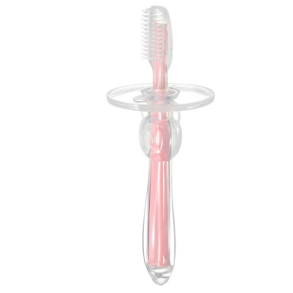 cepillo de dientes de silicona para niños lindo divertido niños Manual niños niñas cepillos de dientes: Rosa